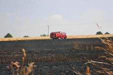 TLF auf abgebranntem Getreidefeld